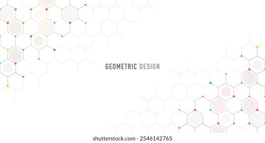 Graphic design element with abstract geometric background of simple hexagon pattern. Vector illustration