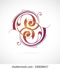 Graphic design element with calligraphic swirls
