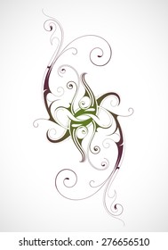 Graphic design element with calligraphic swirls