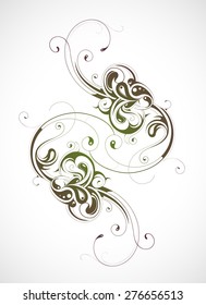 Graphic design element with calligraphic swirls