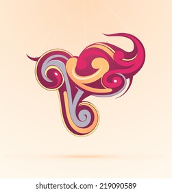 Graphic design element as colorful retro tattoo
