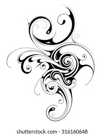 Graphic design element with decorative swirls. Good for T-shirt prints and body art decorations