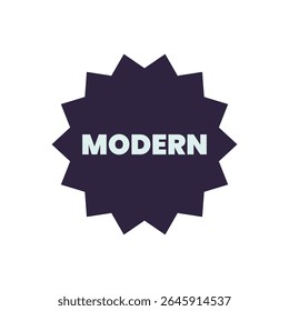 a graphic design element featuring a dark, starburst-shaped badge against a stark white background.