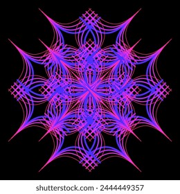 Graphic design element on black background. Vector decorative rhomb ornament in gothic style. Isolated shape on white background. Strict monochrome design. For home wall decor. Print on clothes.