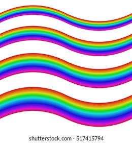 Graphic design element set - rainbow striped ribbon designs