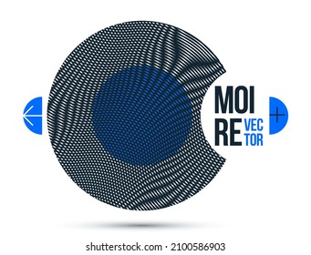 Graphic design element vector, circle moire trendy layout, poster and cover abstract modern art, optical art banner.