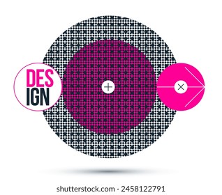 Graphic design element vector, circle moire trendy layout, poster and cover abstract modern art, optical art banner.