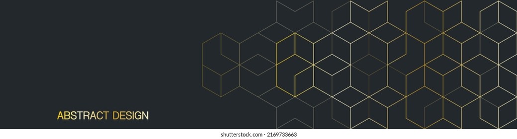 Die grafischen Design-Elemente mit isometrischen Form goldenen Blöcke. Vektorgrafik abstrakter geometrischer Hintergrund für eine Bannervorlage oder ein Header-Design