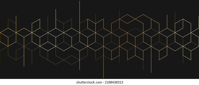 The graphic design elements with isometric shape golden blocks. Vector illustration of abstract geometric background