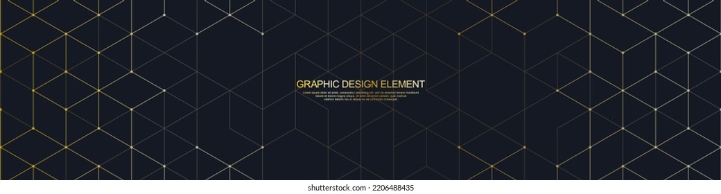 The Graphic Design Elements With Isometric Shape Golden Blocks. Vector Illustration Of Abstract Geometric Background For A Banner Template Or Header Design