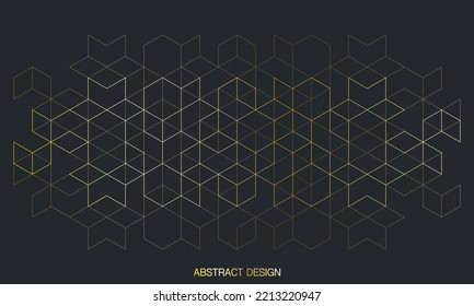 The graphic design elements with isometric shape golden blocks. Creative vector illustration of abstract geometric background