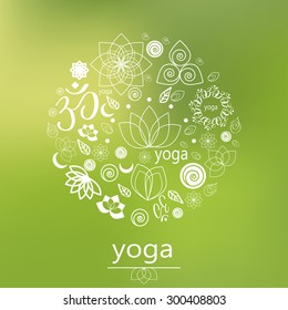 graphic design elements in outline style for spa center or yoga studio