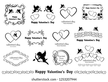 Graphic design elements.  Vintage Valentine's Love Set in vector.