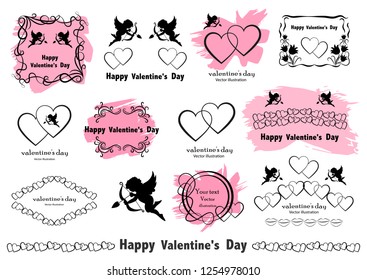 Graphic design elements.  Vintage Valentine's Love Set in vector.