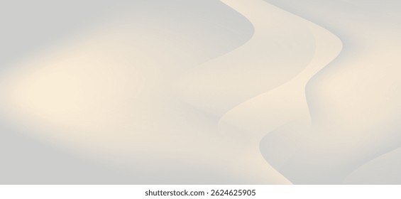 The graphic design emphasizes simplicity and calmness, consisting of curves and light areas with shades of grey and white, creating a sense of stillness and naturalness.