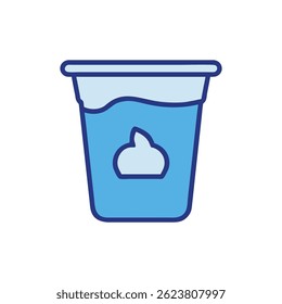 A graphic design emphasizing yogurt cups as part of breakfast choices.