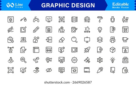 Graphic Design Essentials Icon Set – Clean, Versatile Vector Symbols for Logos, Branding, and Digital Projects