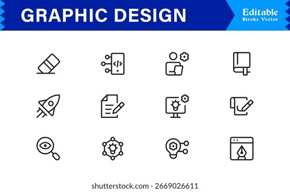 Icon-Set "Graphic Design Essentials" - Saubere, vielseitige Vektorsymbole für Logos, Branding und digitale Projekte