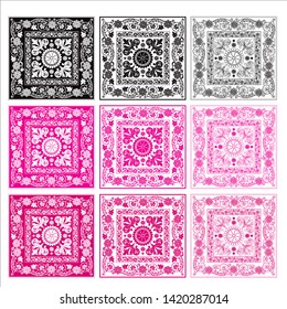 Graphic design, fabric pattern, picture frame, Hand drawn background and Vector