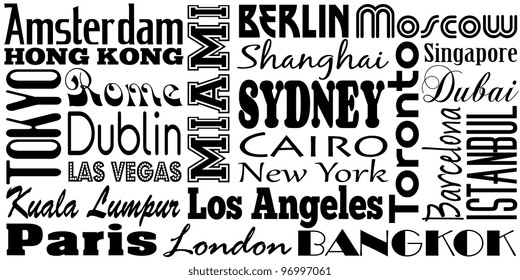 Graphic design of famous cities and travel destinations of the world