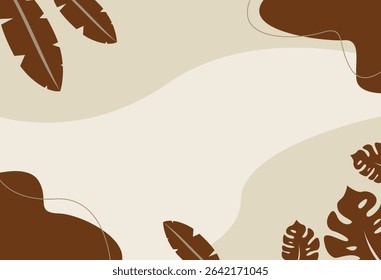 A graphic design featuring abstract tropical leaves in earth tones, creating a serene and modern artistic appearance. Suitable for decorative use, including digital platforms and printed media.