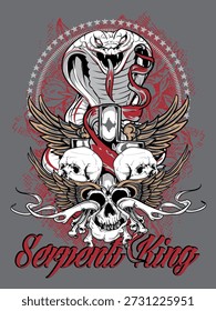 Graphic design featuring a cobra and a skull.