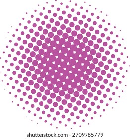 Um design gráfico com um padrão de meio-tom distinto, provavelmente usado para efeitos visuais retrô ou artísticos. Criado com cores CMYK.