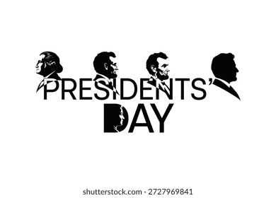 Ein grafisches Design mit Silhouetten von US-Präsidenten und dem Text "President Day"
