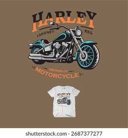  Diseño gráfico con una motocicleta estilizada azul y negro. Por encima de la moto