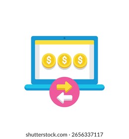 Un Diseño gráfico que presenta una representación estilizada de la transferencia financiera, posiblemente ilustrando el movimiento de dinero, el intercambio de datos o una transacción digital con Elementos abstractos.
