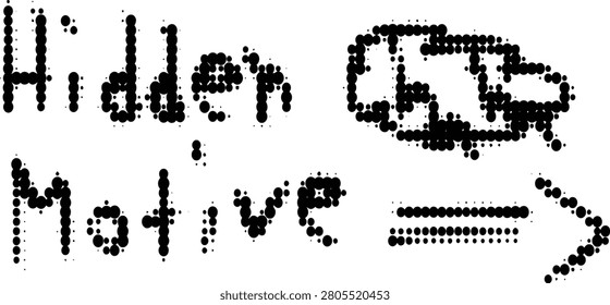 A graphic design featuring the text hidden motive written in a pixelated style