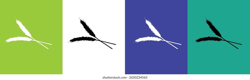A graphic design featuring two wheat stalks in silhouette. 