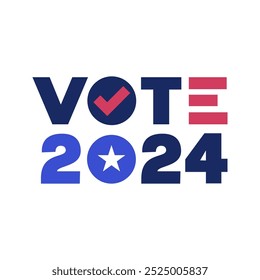 Graphic Design Featuring VOTE with Checkmark and Star icon in Text, Vector