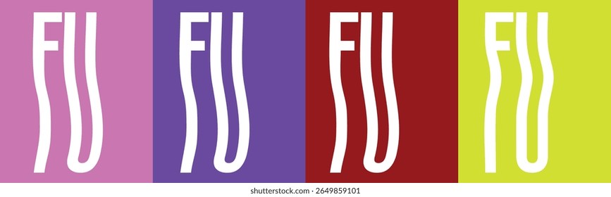 Um desenho gráfico com as letras brancas FU repetidas quatro vezes.