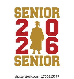 A graphic design featuring the year 2026 prominently displayed with a graduation cap silhouette in the center.