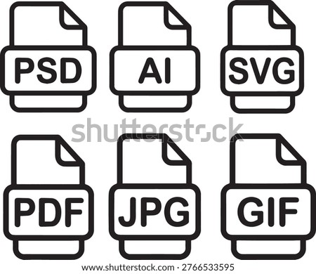 Graphic Design File Format Icons Set with PSD AI  PDF JPG and GIF