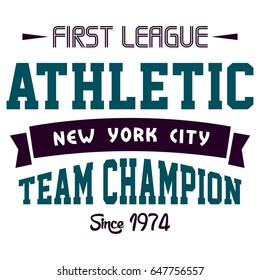 Graphic design first league athletic for t-shirts