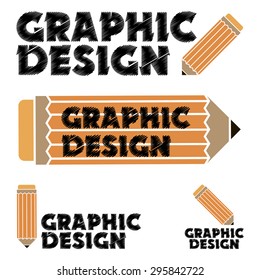 Graphic design flat pencil logo variation template