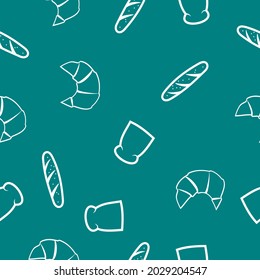 graphic design of flat seamless pattern with bread theme
