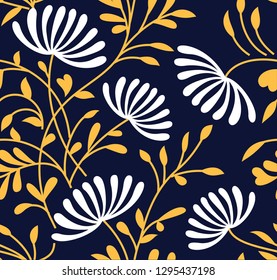 Graphic Design Floral Patterns on navy