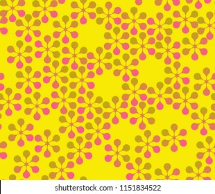 graphic design floral seamless pattern in pink and yellow shades