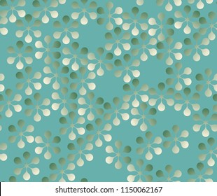 graphic design foliage seamless pattern in blue green shades
