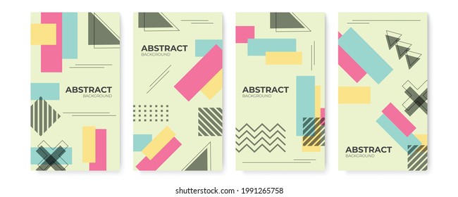 Graphic design geometric background. Memphis design cover collection. Modern memphis background for certificate or social media story template. Abstract shape memphis style poster design templates