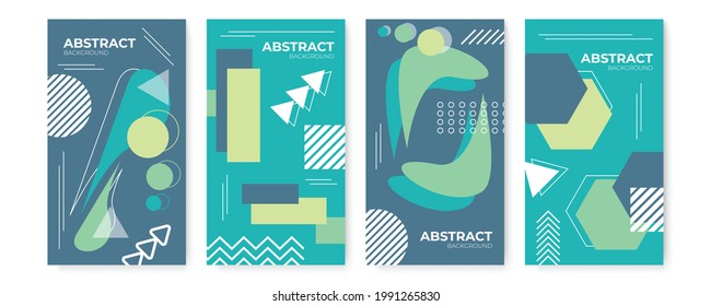 Graphic design geometric background. Memphis design cover collection. Modern memphis background for certificate or social media story template. Abstract shape memphis style poster design templates