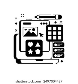 Icono de glifo de Diseño gráfico, Ilustración vectorial
