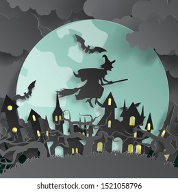  Graphic design for Halloween festival. Greeting card for celebration on Halloween. 