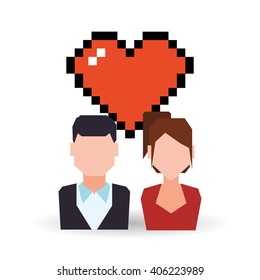 Graphic design of heart , vector illustration