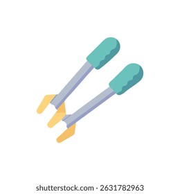 A graphic design highlighting tongs as tools for grilling and barbecuing.