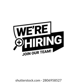 Graphic design of hiring text logo