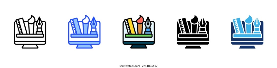 Colección de íconos de Diseño gráfico con múltiples estilos
